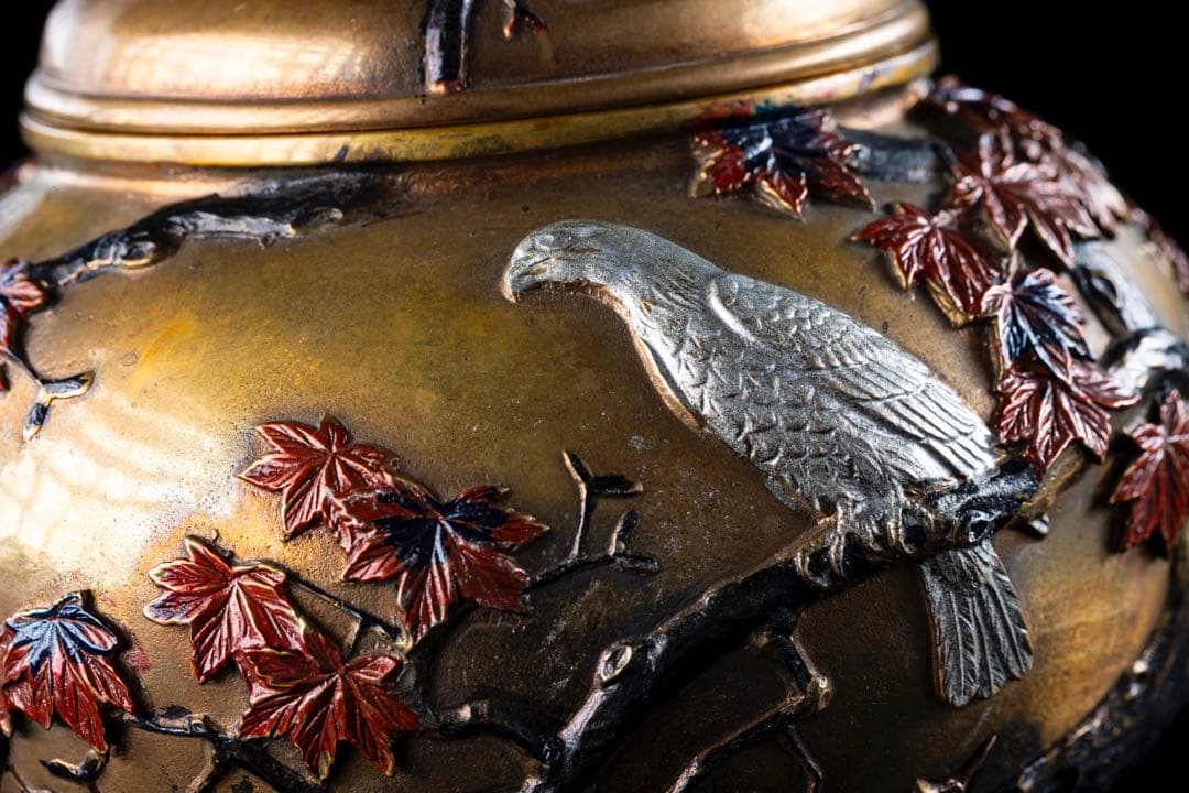 香炉 宮部篤良 大日本京都住 一光堂 花押 象嵌細工 明治期 時代物