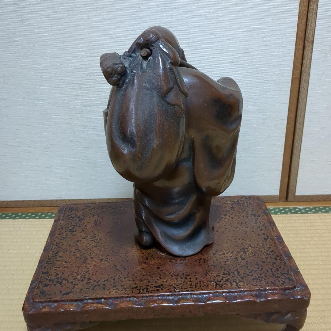 ☆日本製☆布袋像☆真鍮製☆重さ11.5キロ☆木製土台付き