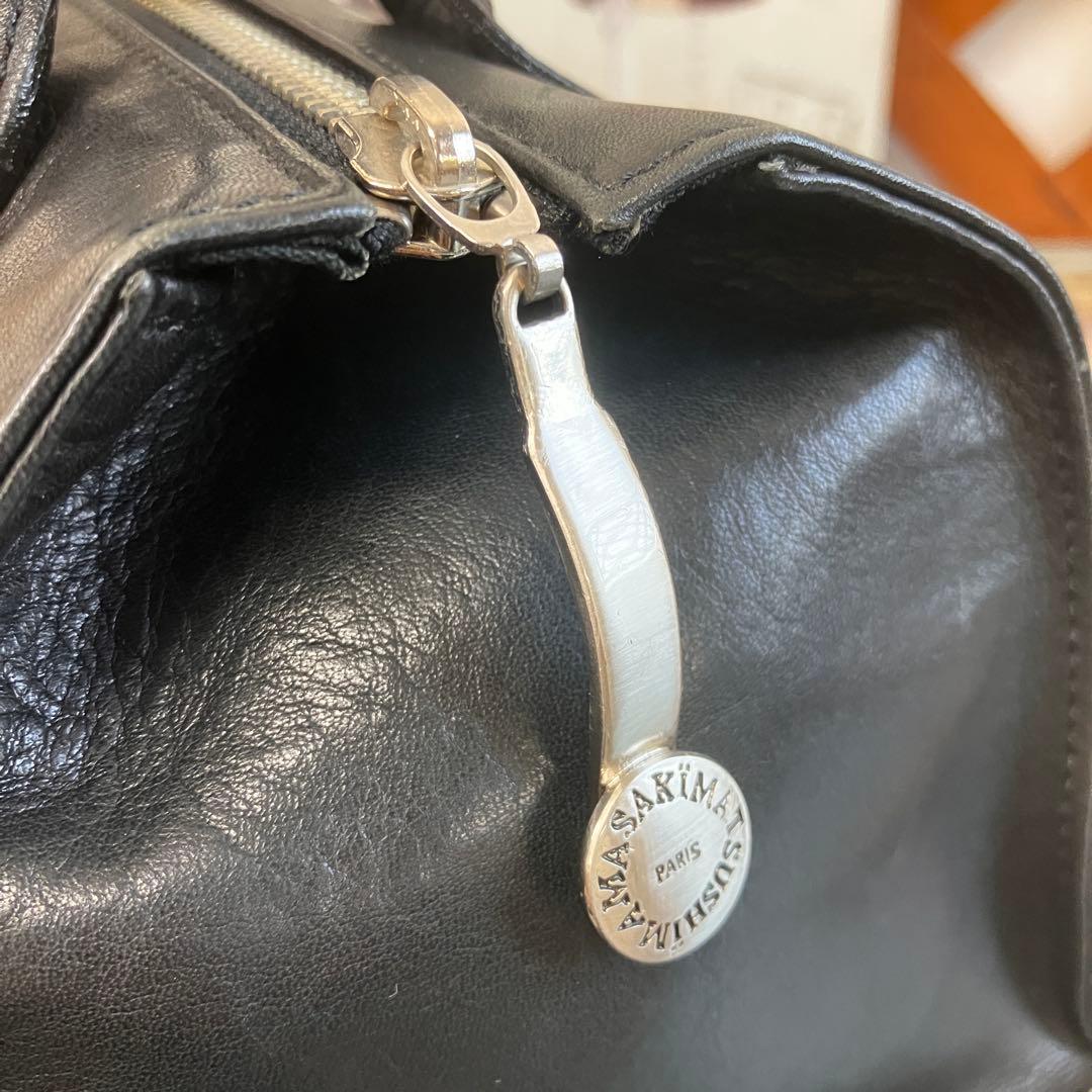 希少廃盤 マサキマツシマ ハンドバッグ カーフレザー 黒 舟形 日本製 ヌメ革