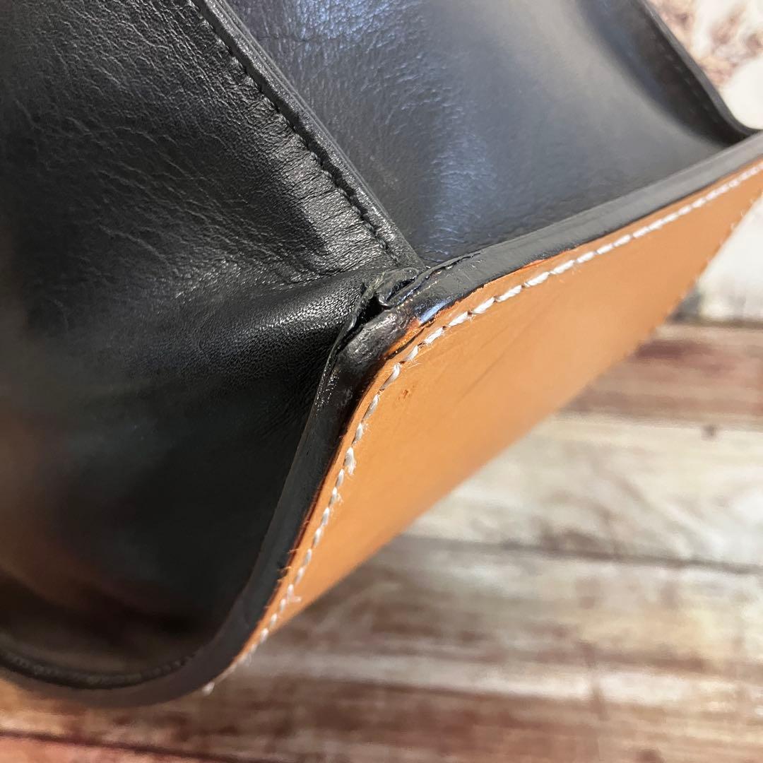 希少廃盤 マサキマツシマ ハンドバッグ カーフレザー 黒 舟形 日本製 ヌメ革