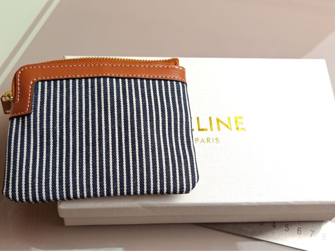 CELINE ストライプ ケース　小銭入れ