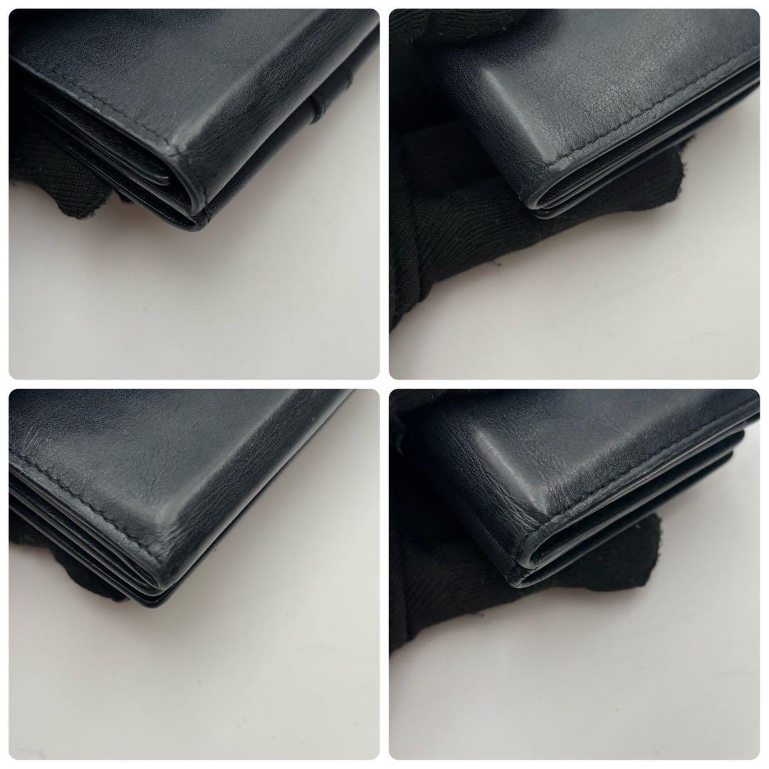 サンローラン　三つ折り　カサンドラ　ブラック　レザー　YSL ゴールド金具