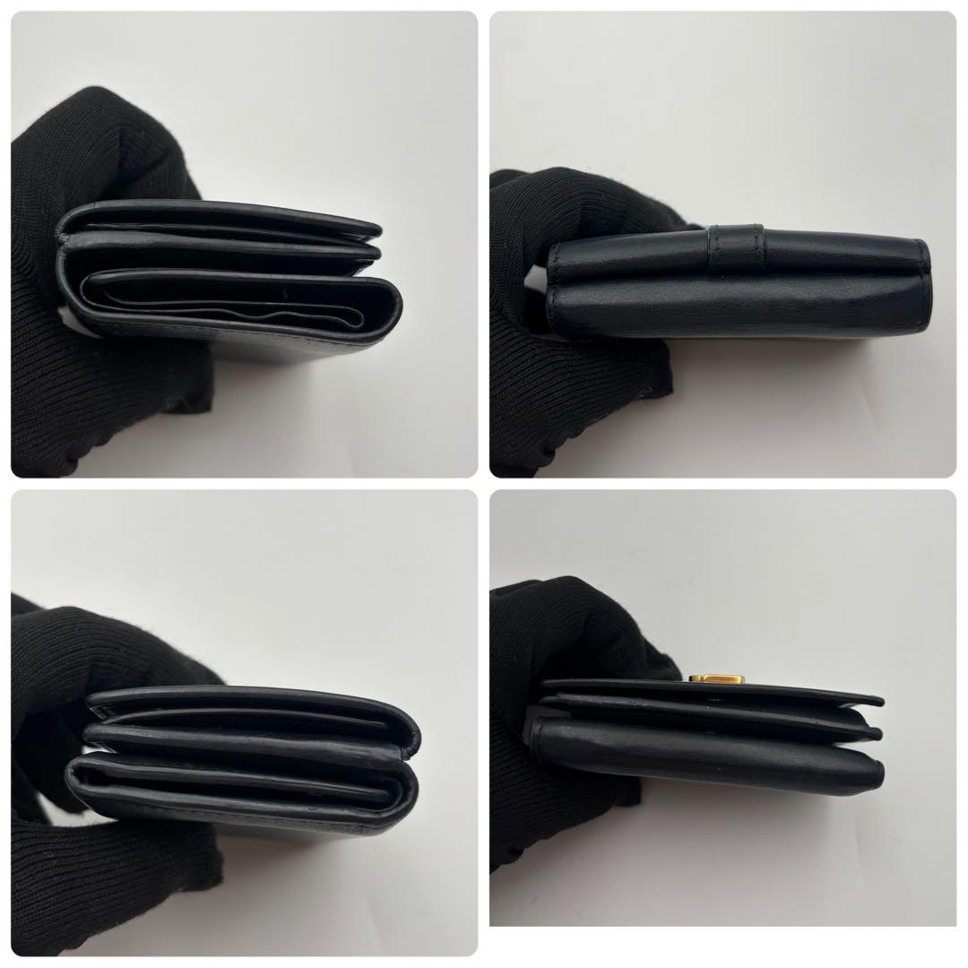 サンローラン　三つ折り　カサンドラ　ブラック　レザー　YSL ゴールド金具