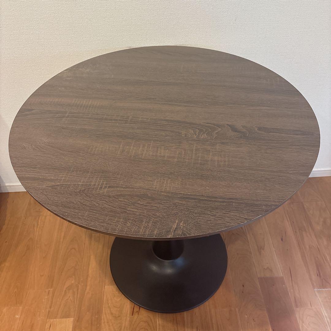 送料込　美品　ダイニングテーブル 丸テーブル ウォルナット柄