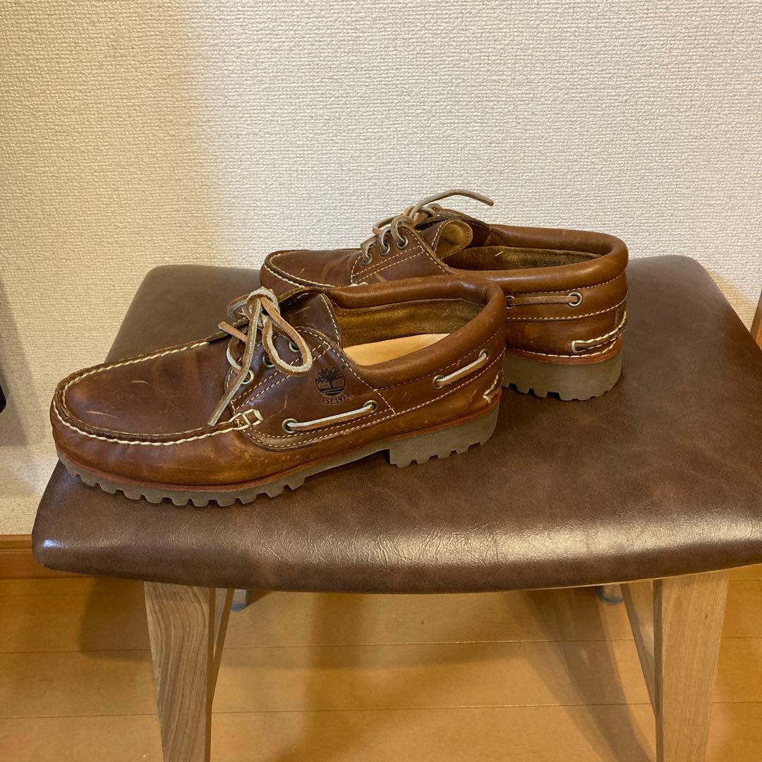ティンバーランド ブラウンレザー デッキシューズ ローファータイプ