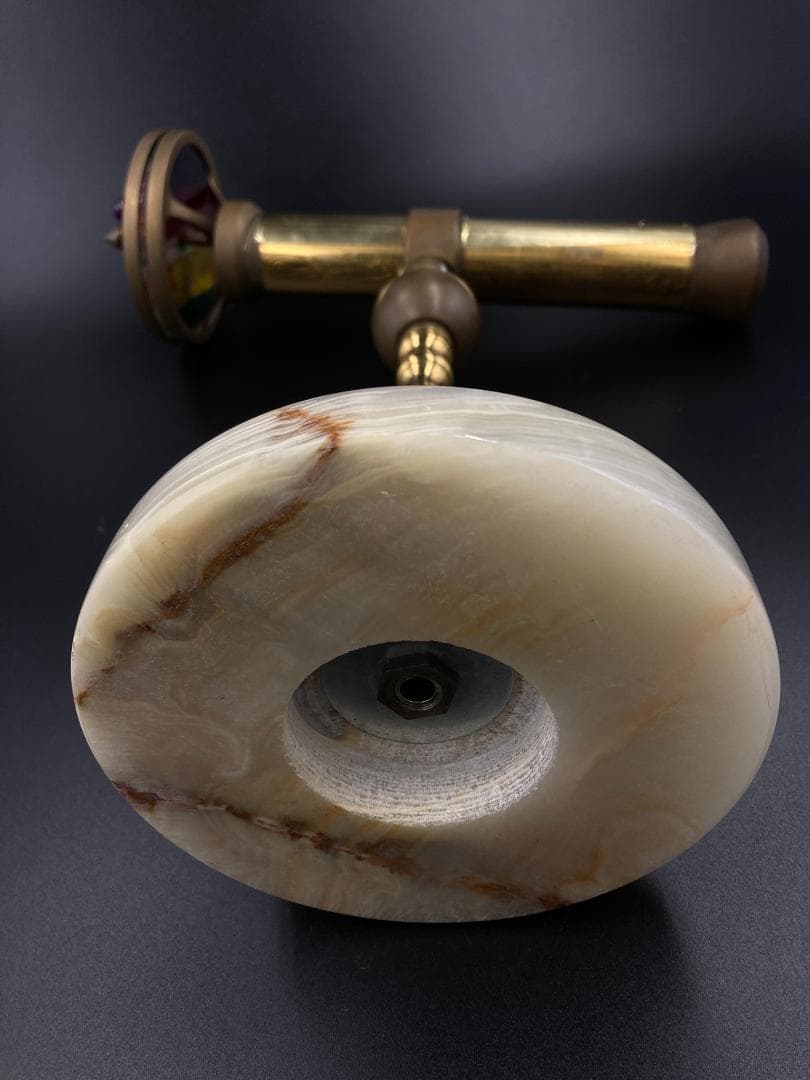 万華鏡 カレイドスコープ 真鍮 大理石 オニキス 27cm