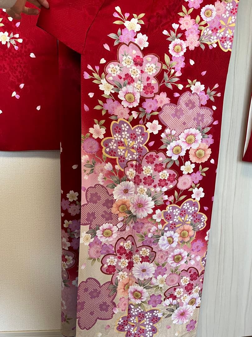 12/30〜1/5限定価格！】13点セット 振袖フルセット 赤 桜柄