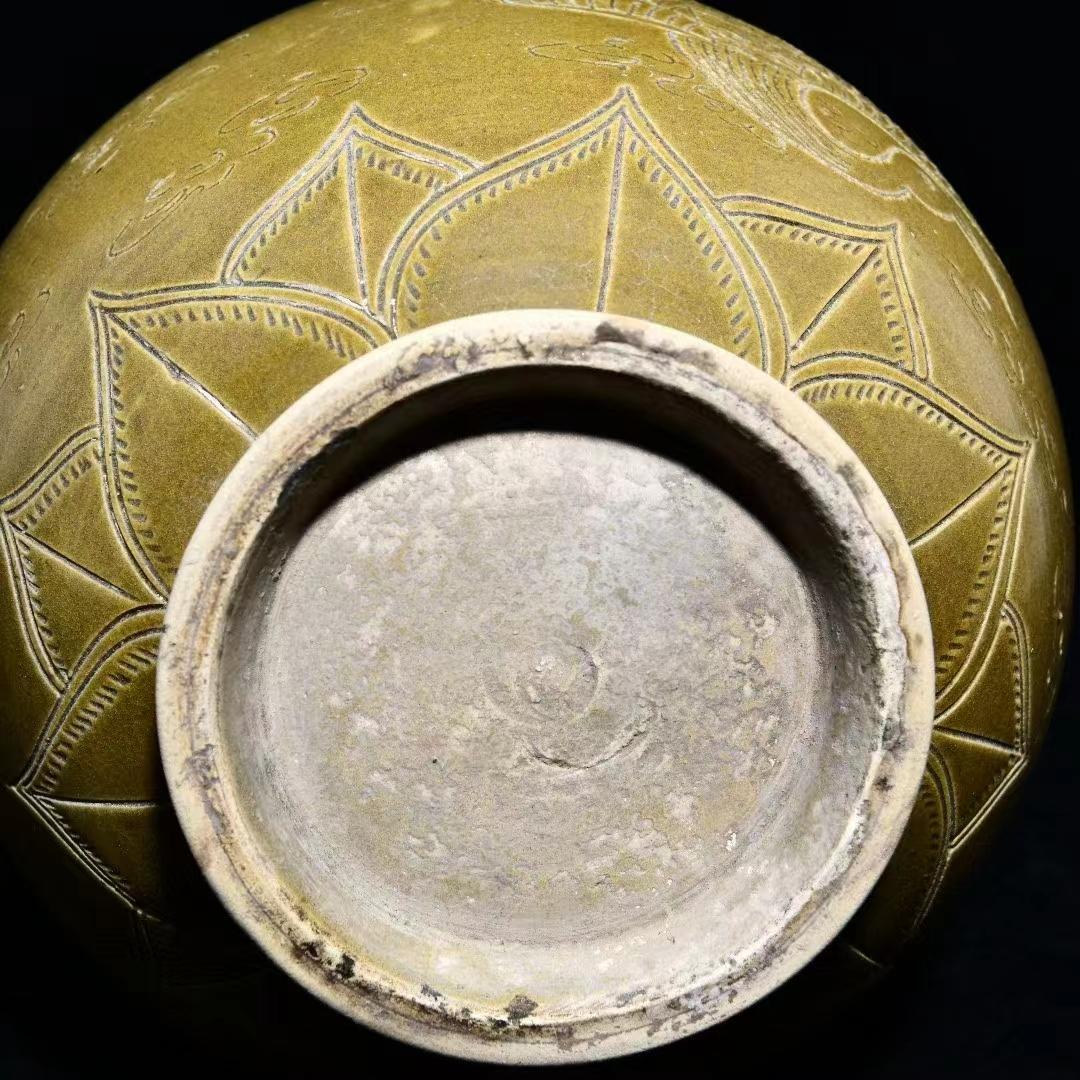 中国古美術 旧蔵の陶磁器鶴模様の静瓶 18x35cm 茶道具 案頭 置物