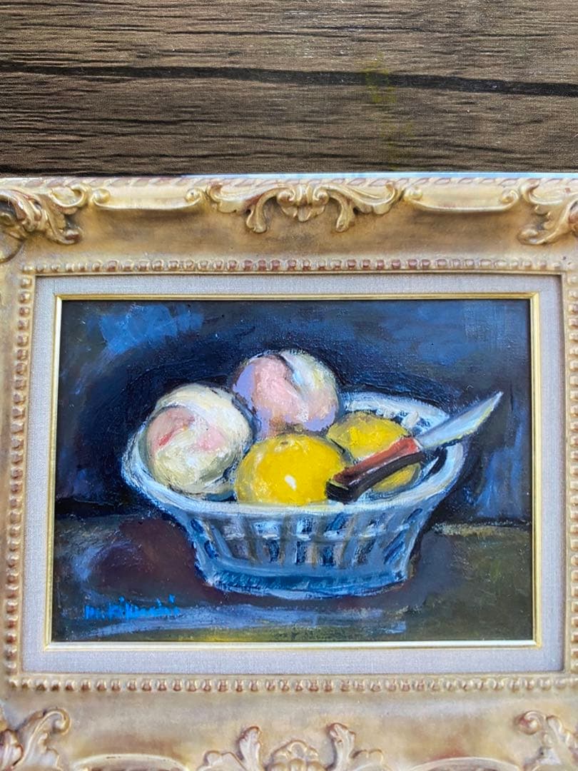 果物のある静物 油彩画　菊地正則の青の世界 穏やかな時間　やさしさ