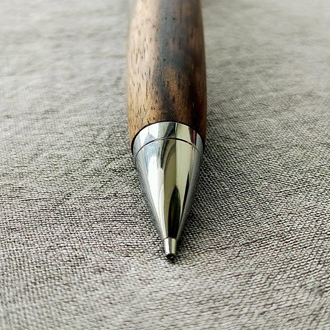 黒柿孔雀杢　ハンドメイド　木軸シャープペン　0.5mm　天然木　シルバー　希少
