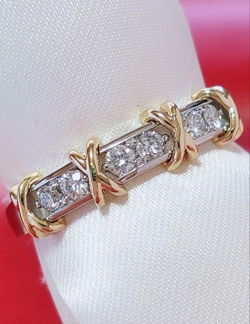 新作 未使用 k18 pt950 天然ダイヤモンド 0.20ct リング