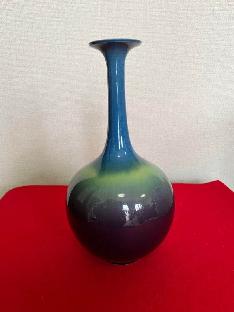 人間国宝 三代 徳田八十吉（正彦銘）花生 約26.5㎝ T188 共箱