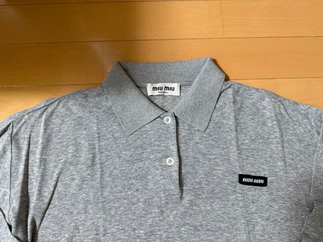 miumiu ミュウミュウ Ribbed jersey polo shirt