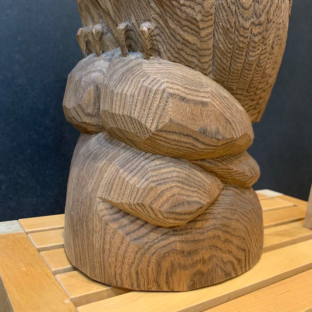 希少✨高瀬秀雄作 シマフクロウ 幸運 木彫り 風水 オブジェ 不苦労 北