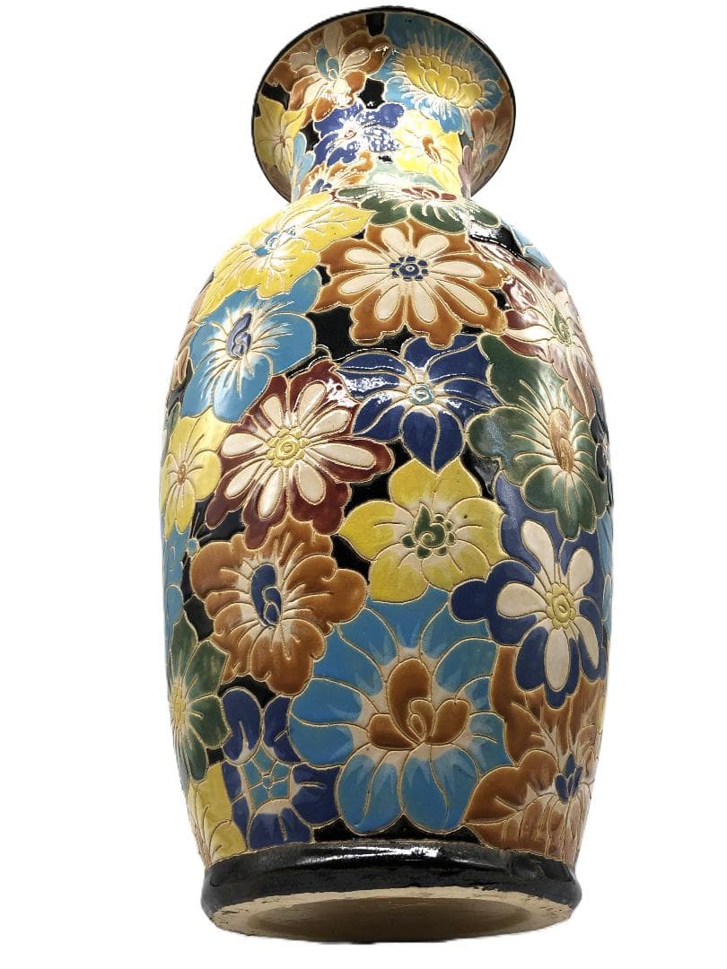 【 インド 19世紀花瓶 】　高さ56ｃｍ　八彩唐花尽し　コレクター放出