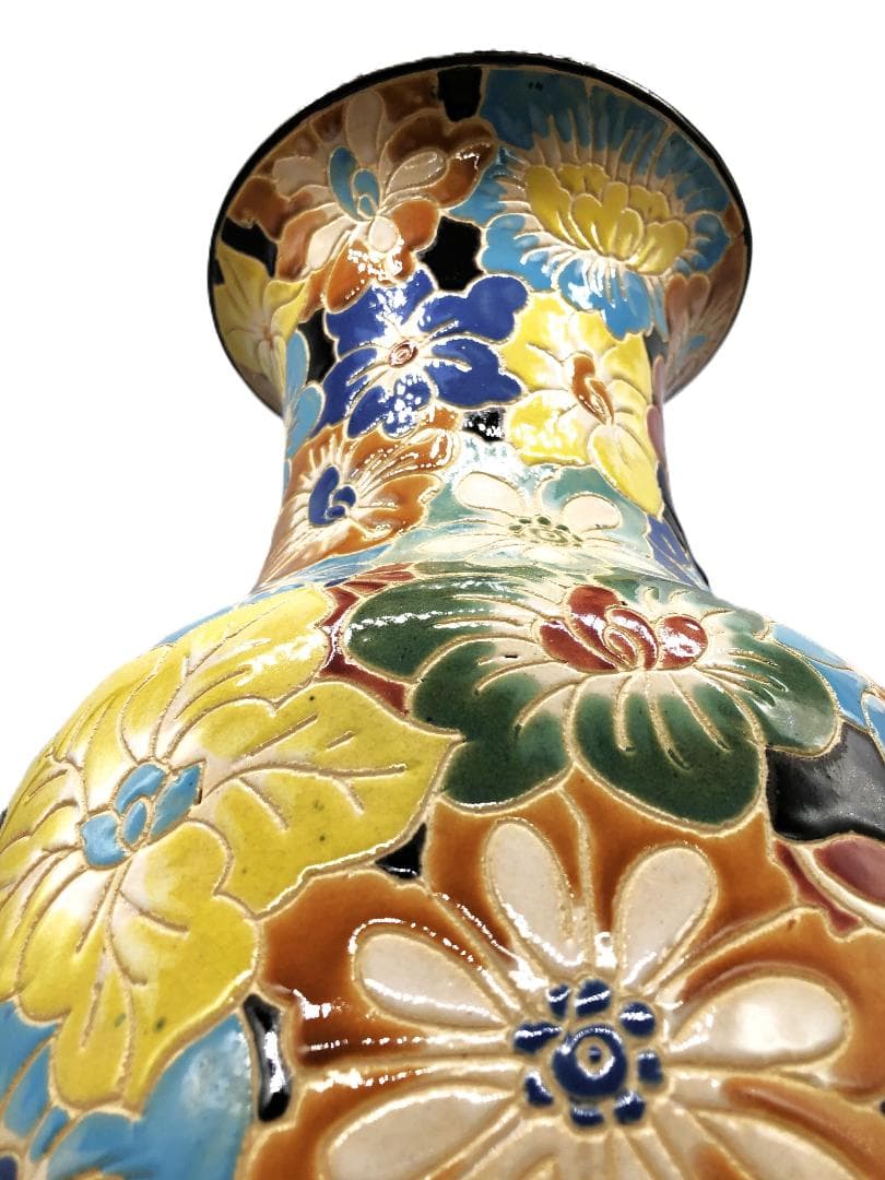 【 インド 19世紀花瓶 】　高さ56ｃｍ　八彩唐花尽し　コレクター放出