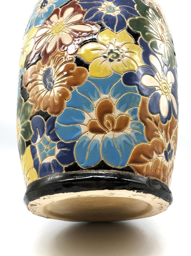 【 インド 19世紀花瓶 】　高さ56ｃｍ　八彩唐花尽し　コレクター放出
