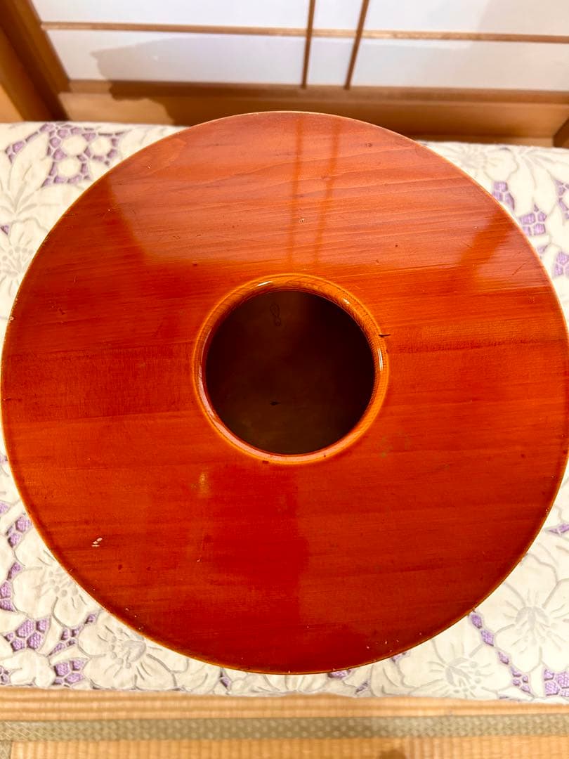 アンティーク飛騨高山春慶塗り火鉢　癒しの時間　火鉢生活に　春慶塗り丸盆付き