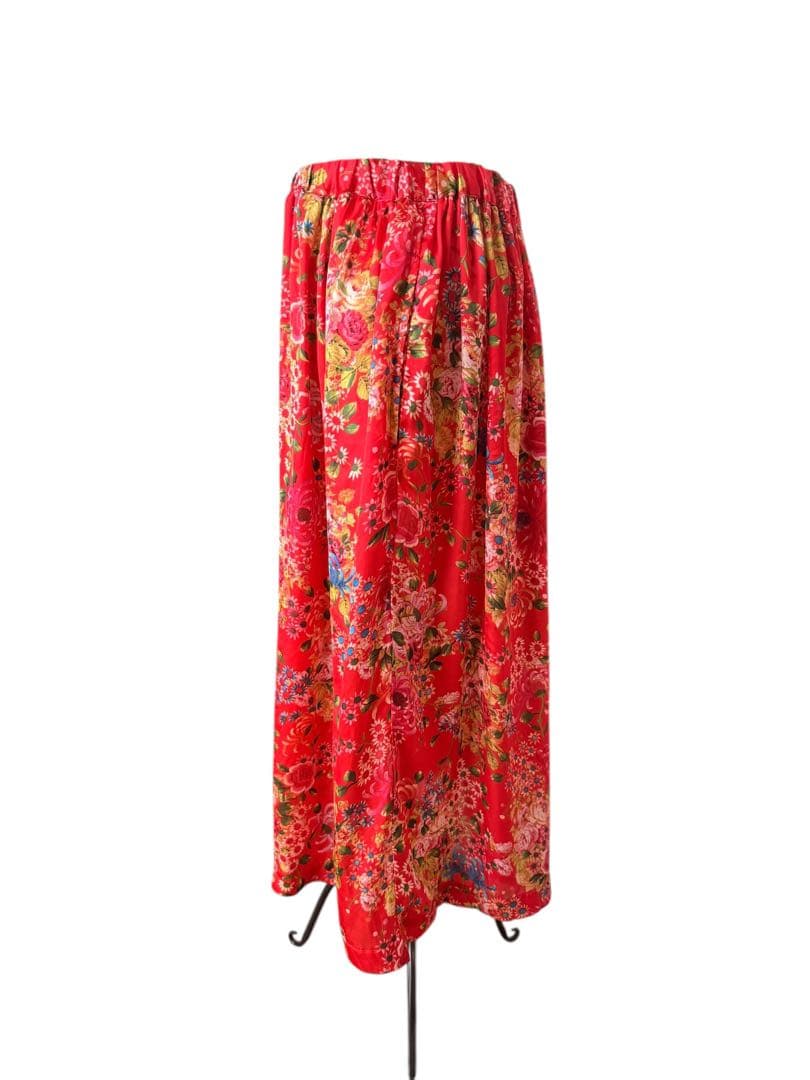 Comme des garçons 花柄 フレアスカート 赤