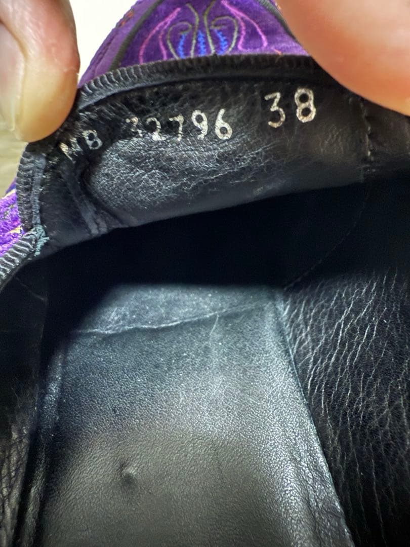 Needles ニードルズ バタフライ刺繍 ベルベットミュール 38