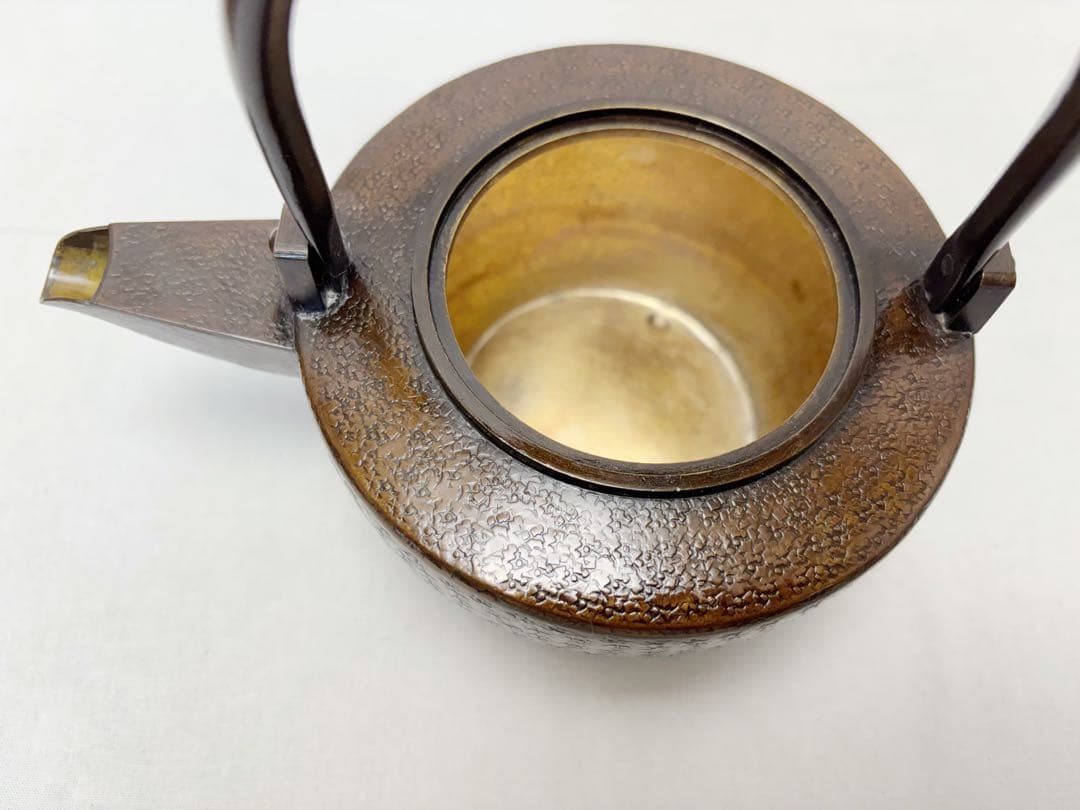 ほぼ未使用 茶道具 金工師 宗禅造 鎚起 銅製 銚子 独楽形 湯