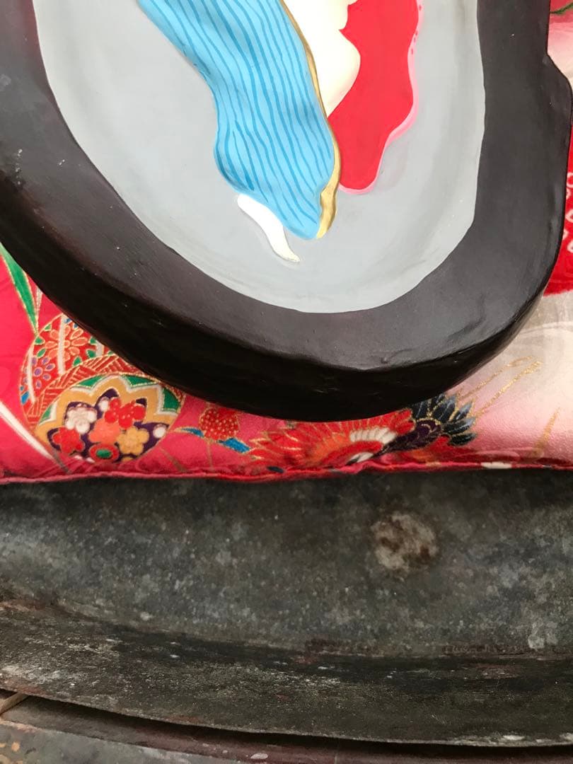 超希少 珍品 時代 骨董 猫 黒猫 眠り猫 置物 春画人形 枕絵 裏