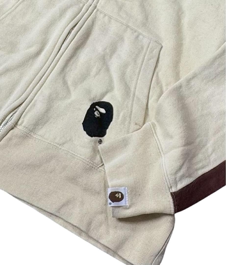 キムタク着用 エイプ ジップアップ スウェットパーカー イエロー M