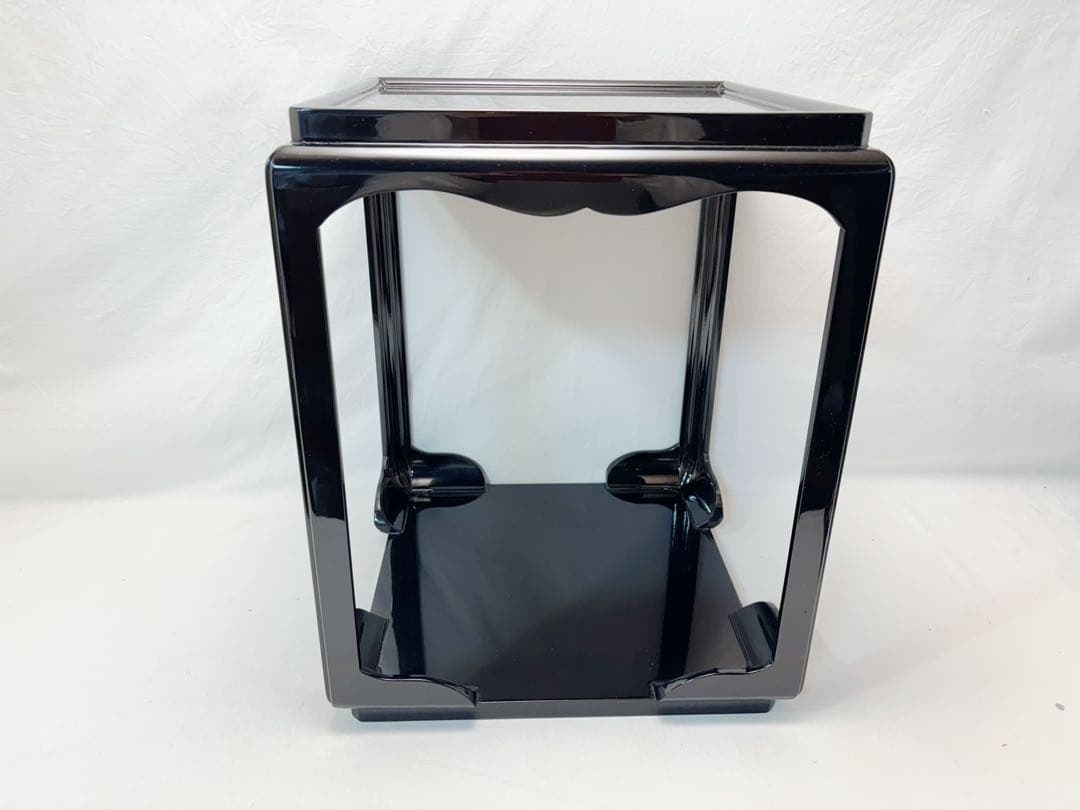 未使用 茶道具 戸塚富悦造 木製黒真塗 高麗卓 水指棚 共布