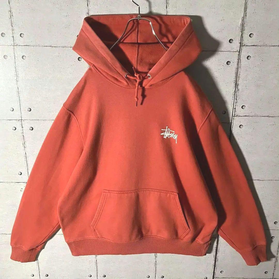【ステューシー】ショーンフォント スウェットパーカー オレンジ M（実寸L）