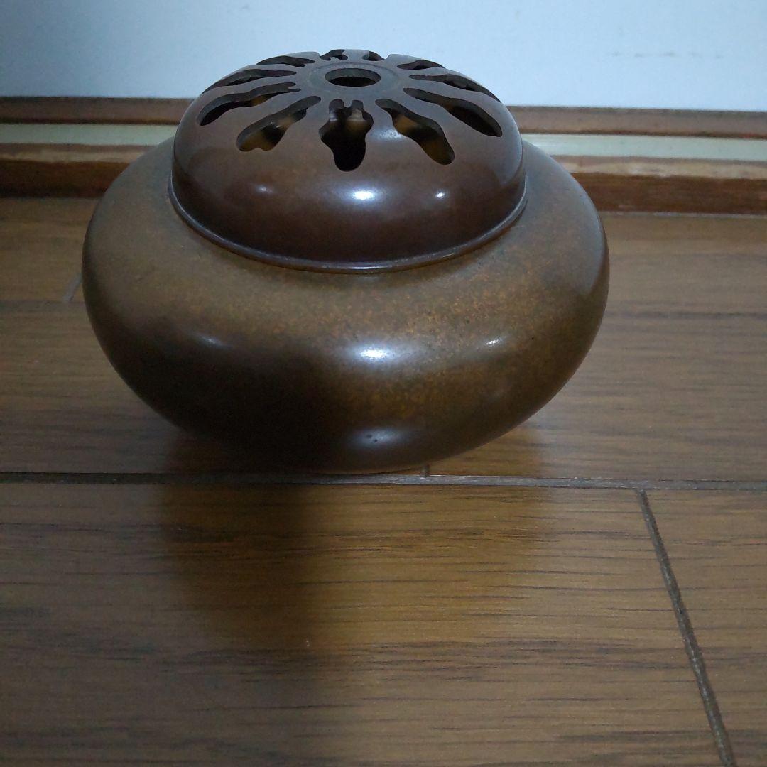 金谷五郎三郎造黄唐銅菊透鉄鉢式香炉