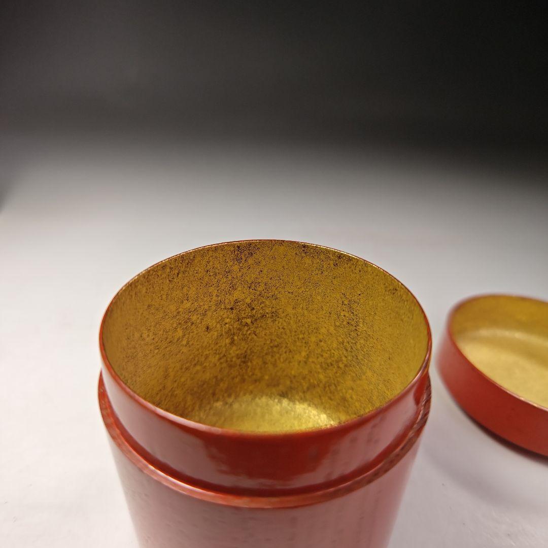 イ616 棗『小崎清人作』『朱塗内金棗共箱』茶入茶器茶道具