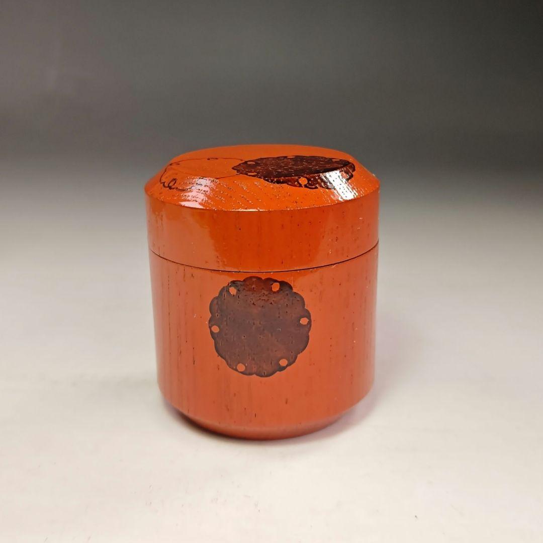 イ616 棗『小崎清人作』『朱塗 内金 棗 共箱 』茶入 茶器 茶道具