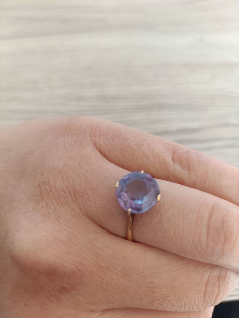 K18 大きな石　カラーチェンジ　リング　指輪　バイカラー