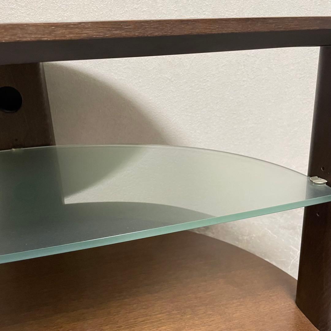 カリモク TVボード QUシリーズ 半円形 コーナー型 ガラス棚 廃盤品