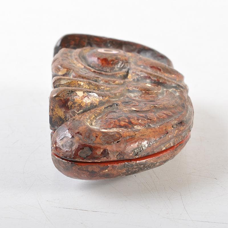 茶道具　唐物　漆塗　螺鈿装飾　魚　香合　時代箱　V　R6108