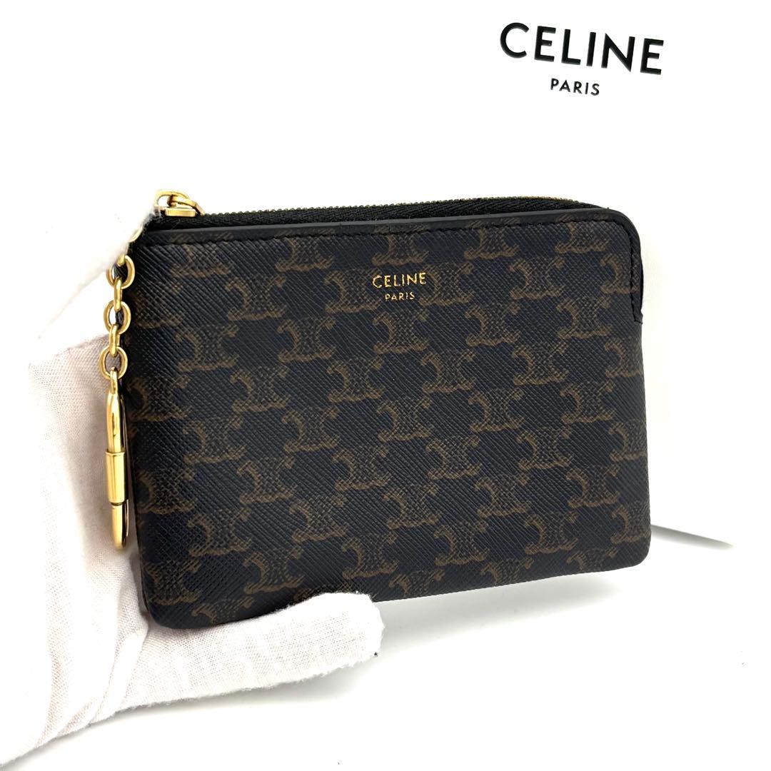 ☆美品☆セリーヌ 財布 トリオンフ ブラック 小銭入れ ケース チェーン