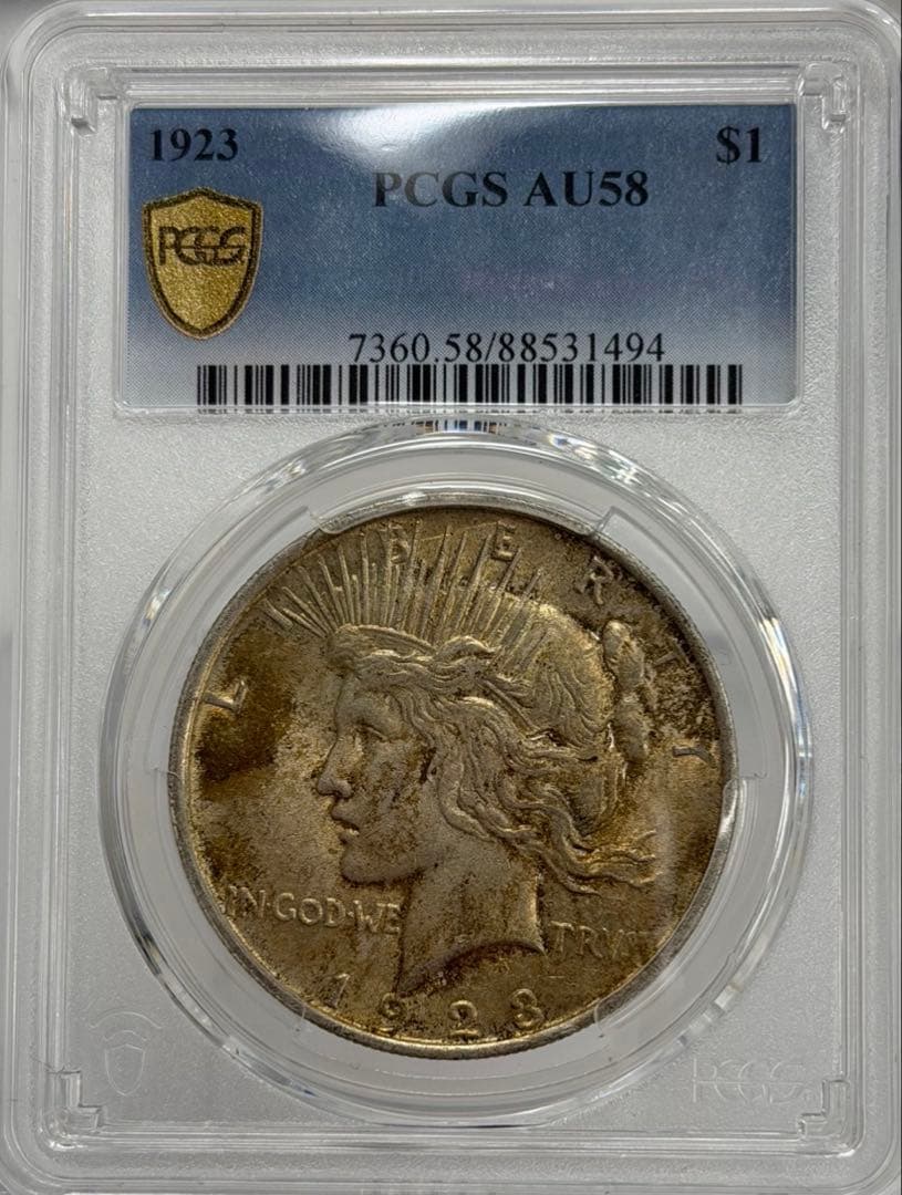1923年アメリカピースダラー1ドル平和の女神大型銀貨 PCGS認証 - メルカリ