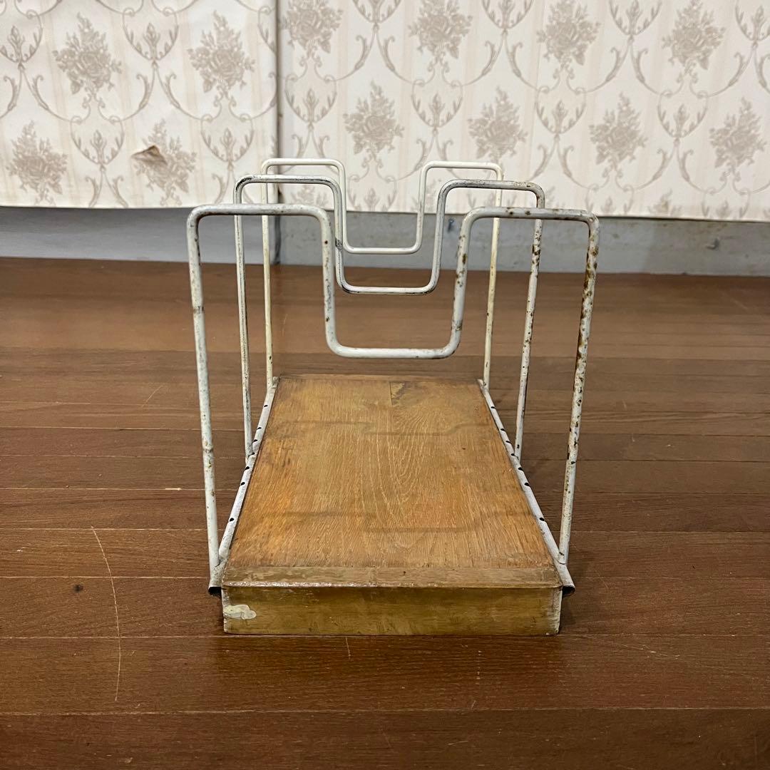 アンティーク】昭和レトロ ワイヤー ブックスタンド 本立て 古道具 古