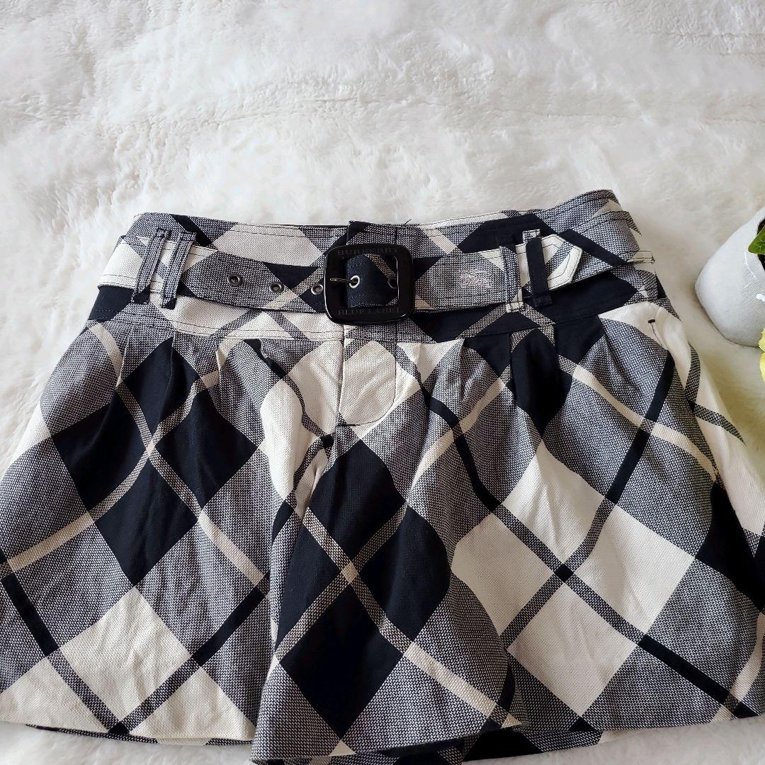 バーバリーブルーレーベル　キュロット　ショートパンツ　ノバチェック　ベルト　38