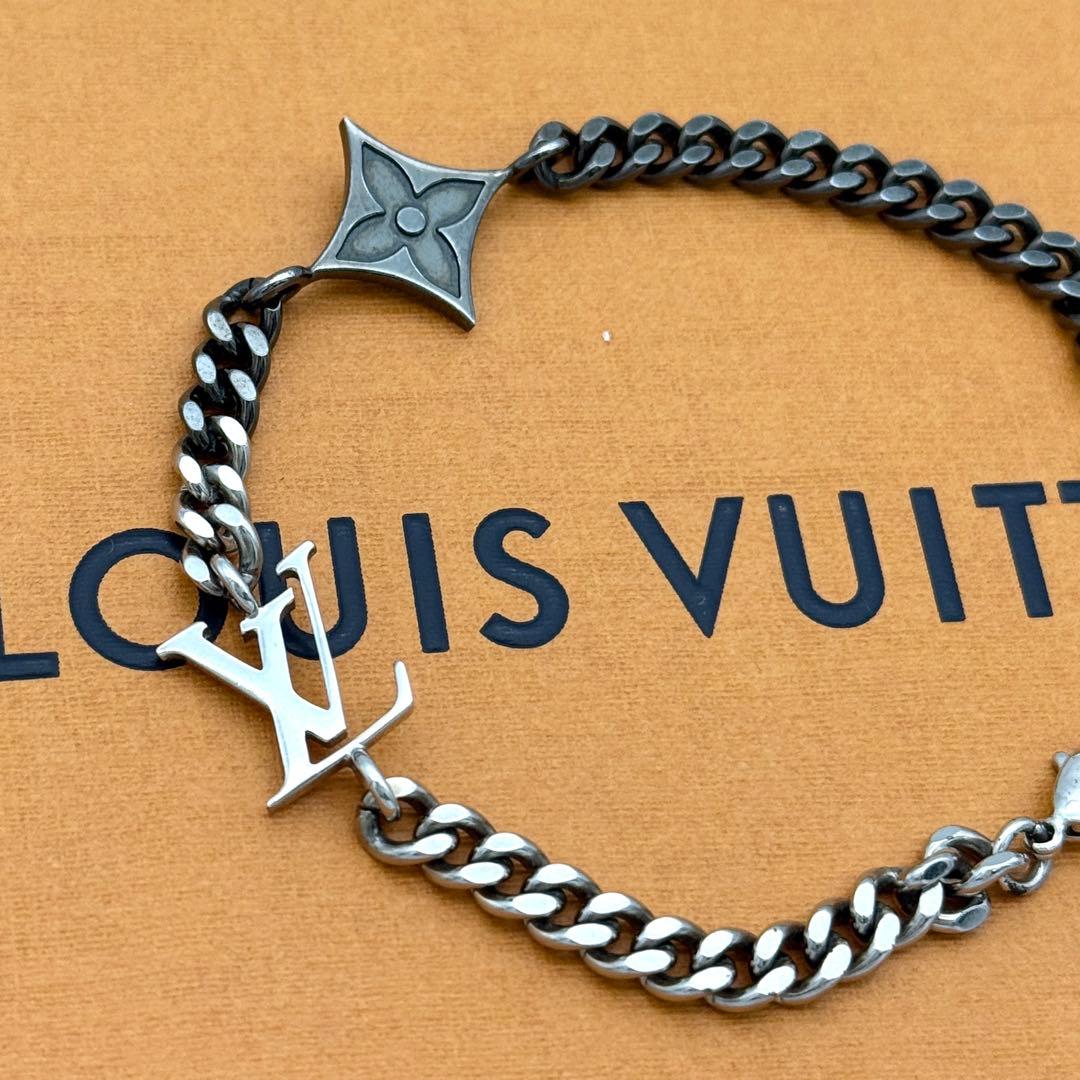 美品 ルイヴィトン ブレスレット LV インスティンクト シルバー ブラック