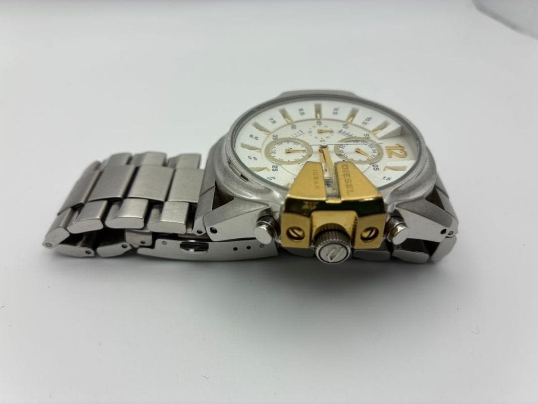 美品DIESEL DZ-4265 クロノグラフ SLV クオーツ 腕時計　稼働