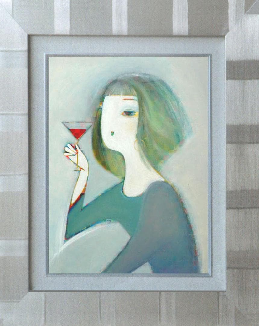 油絵 絵 絵画 インテリア 額付(黒) F6-050313 人物 女性像