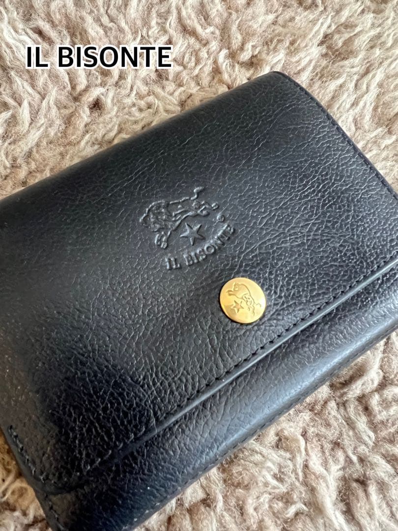IL BISONTE ブラックレザー 二つ折り財布