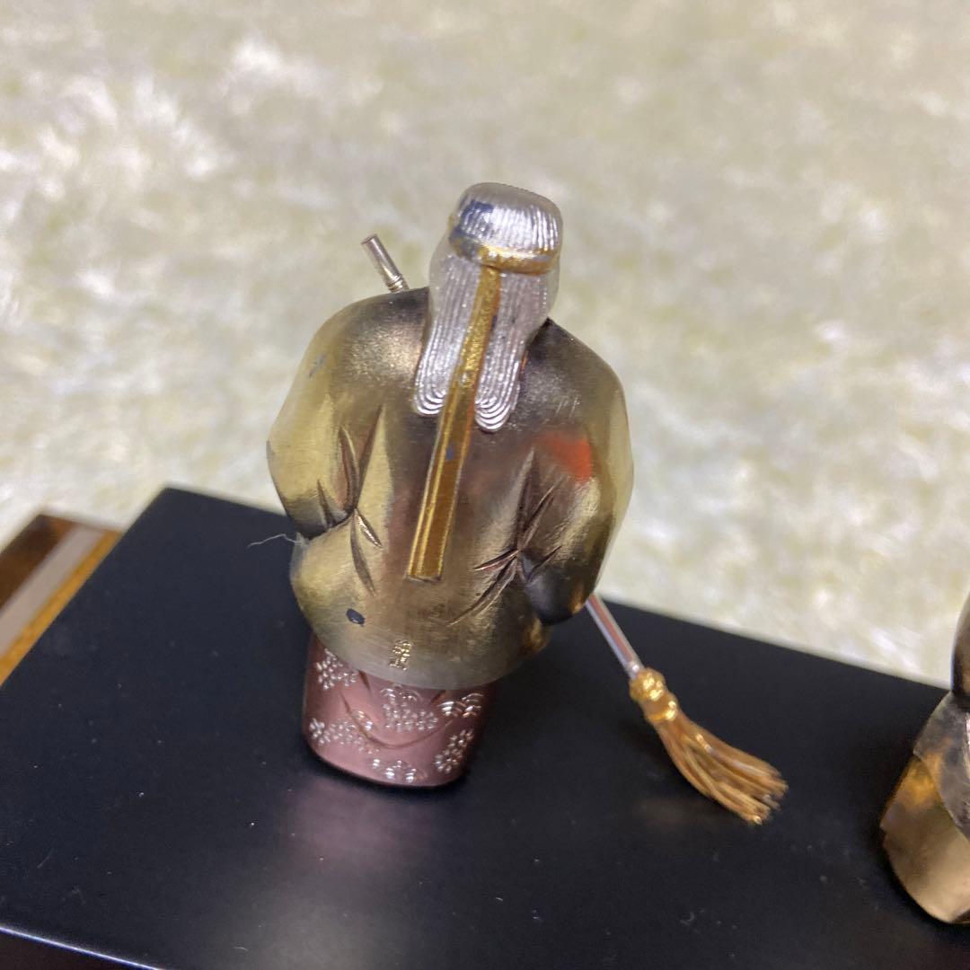 純銀製 高砂人形 武比古作 翁 嫗 関工芸社 銀細工 工芸品 銀