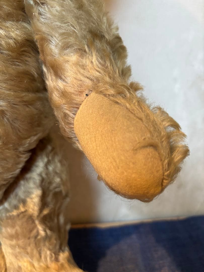 ヴィンテージ テディベア 52㎝ お腹のところで鳴く 手足動く 黄リボン