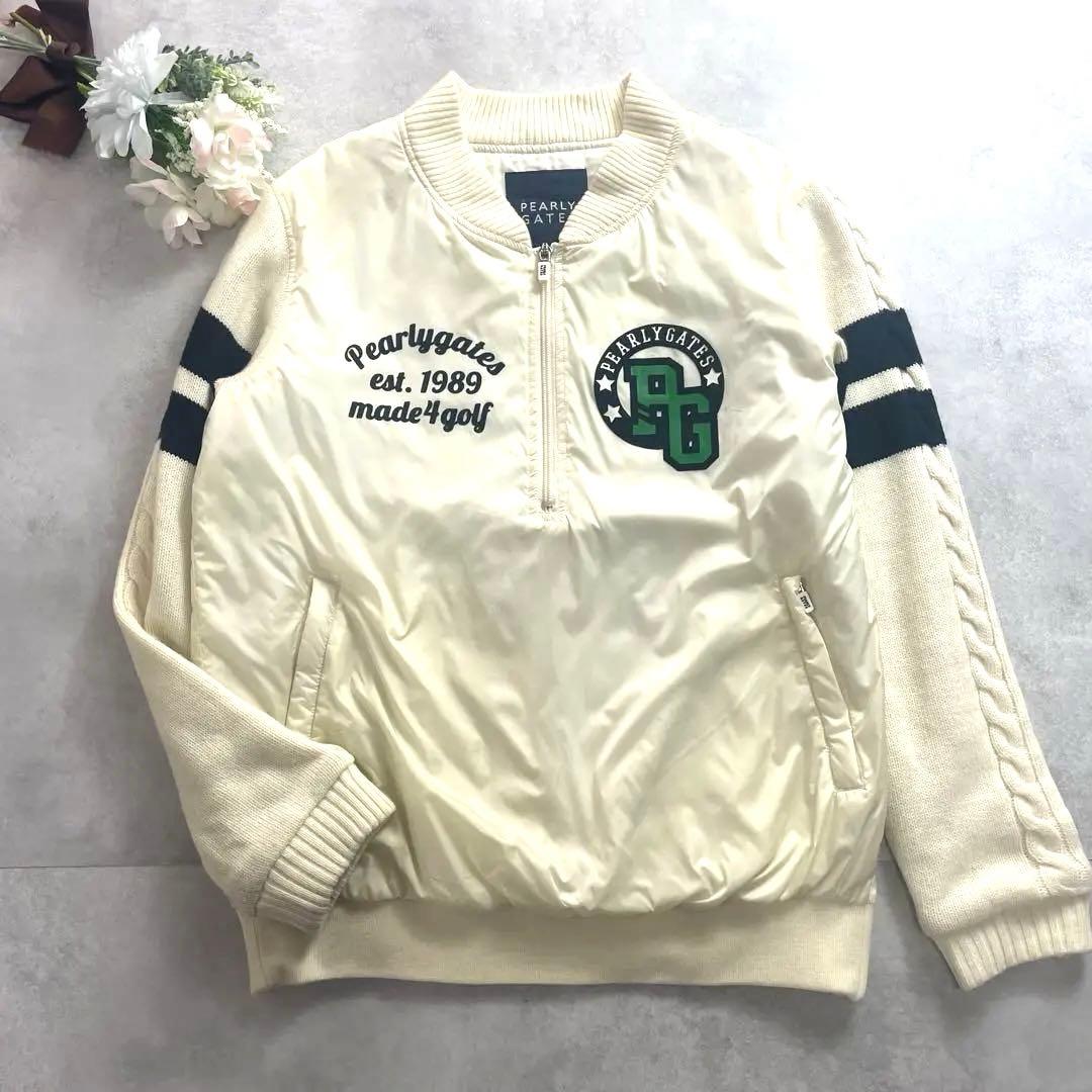 美品✨パーリーゲイツ スニードジャック 中綿ブルゾン ロゴ ニット切替 L相当