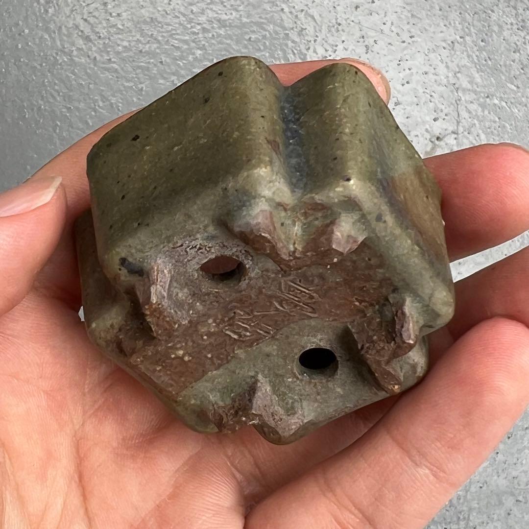 758.夢陶 隅角四方豆鉢 平成八年初窯 盆栽鉢 植木鉢 5*4.9*3cm