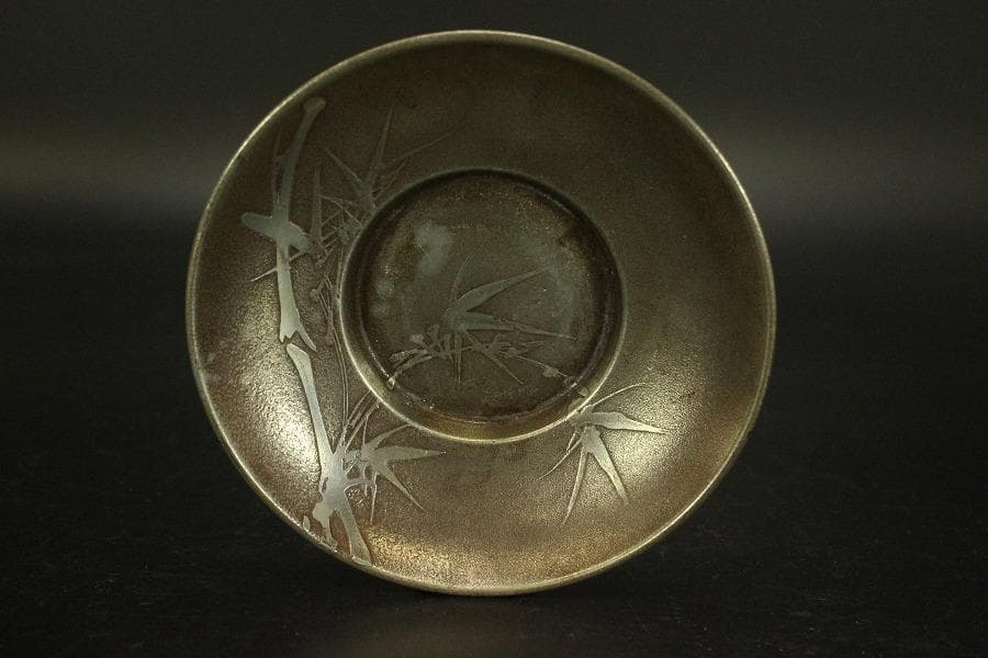 煎茶 錫茶托 四君子紋 円形 二種 十件 まとめて(A874)