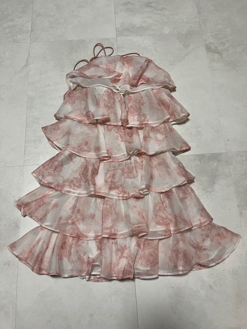 ROBE de FLEURS ピンク フリルドレス XS