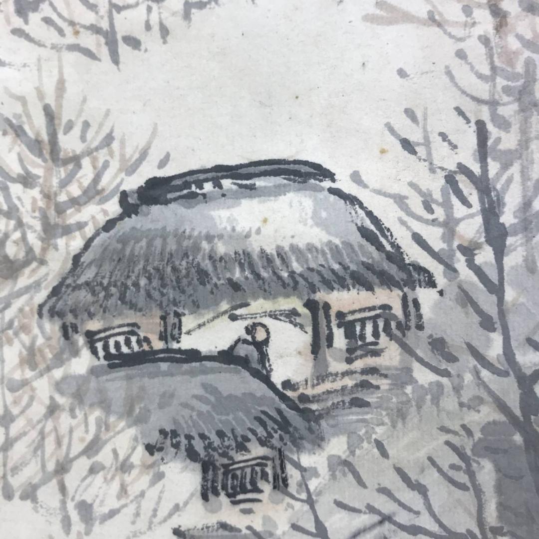 【真作】高森砕巌/秋渓幽棲図/山水図/掛軸☆宝船☆AD-443